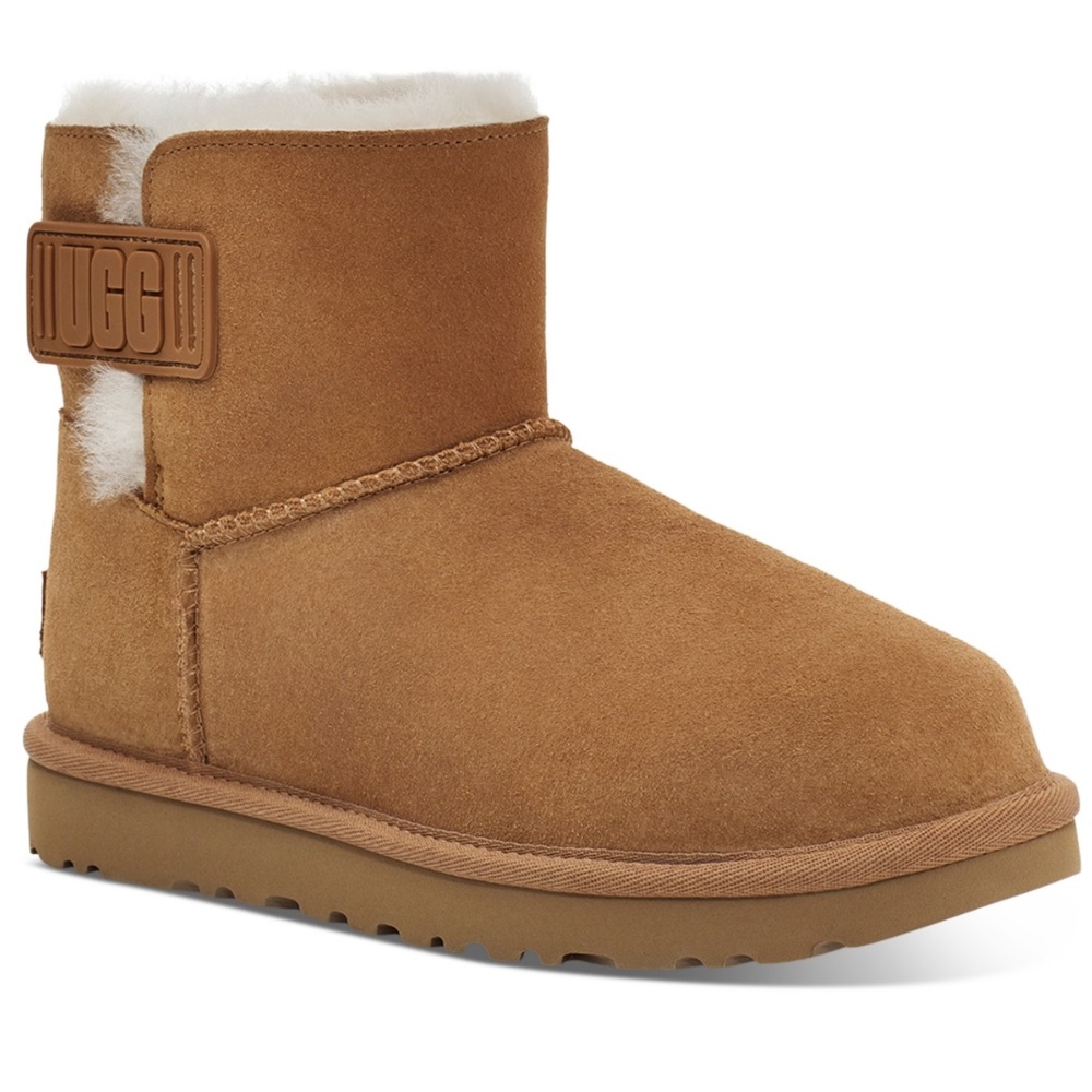 UGG WOMEN'S MINI BAILEY GRAPHIC LOGO STRAP BOOTS
